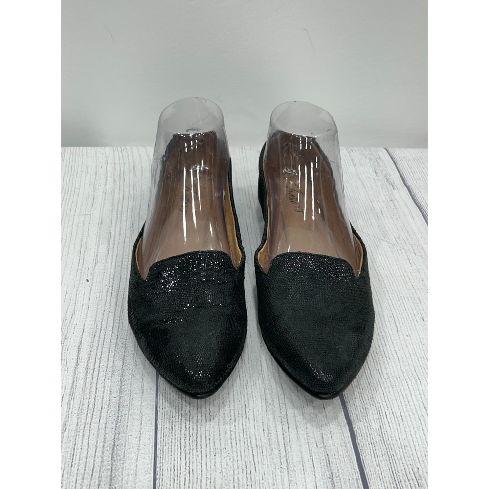 Trotters Flats Womens 7.5N Black Textured‎ Career Slip On Pointed Toe Comfy